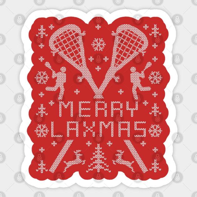 Merry Laxmas Funny Lacrosse Ugly Christmas Sweater Sticker by TeeCreations